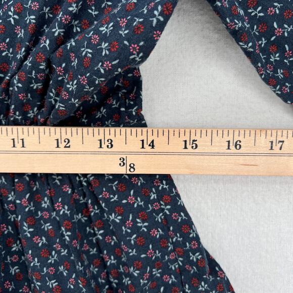 MADEWELL Tie-Back Peplum Top Womens Small Navy Blue Campden Daisies Floral Print - Picture 12 of 13